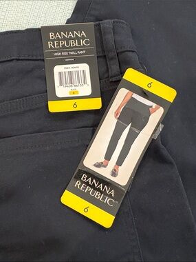 Banana Republic Black High-Rise Twill Pants